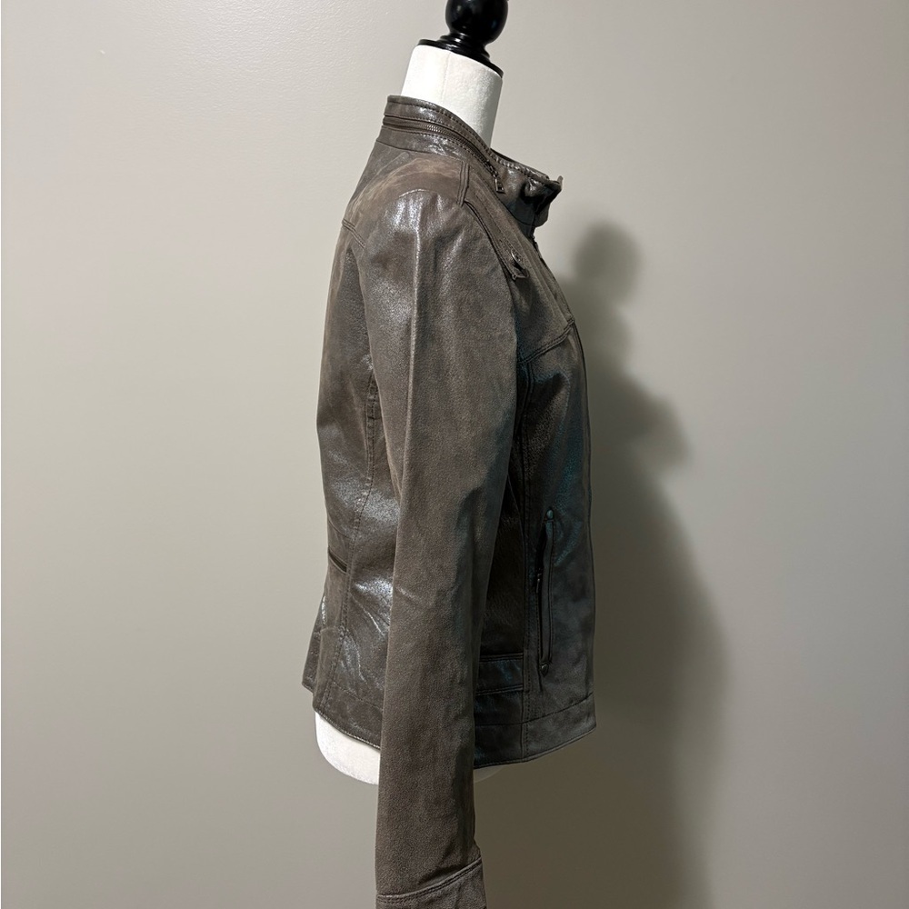 Danier Metallic Leather Moto Style Jacket - Picture 8 of 16